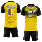 Custom Yellow White-Black Sublimation Soccer Uniform Jersey photo 2