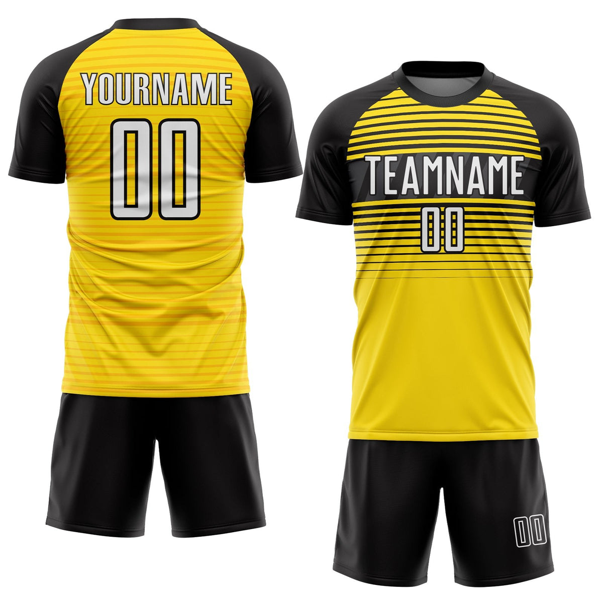 Custom Yellow White-Black Sublimation Soccer Uniform Jersey photo 2