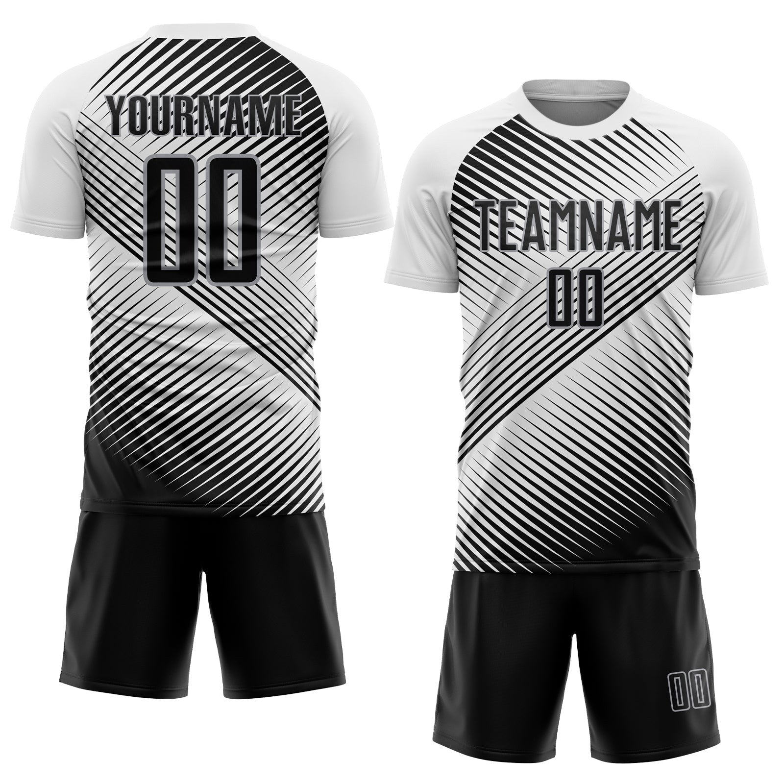 Custom White Black-Gray Sublimation Soccer Uniform Jersey photo 2