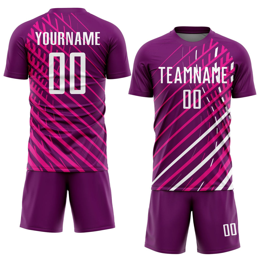 Custom Pink White-Crimson Sublimation Soccer Uniform Jersey photo 2