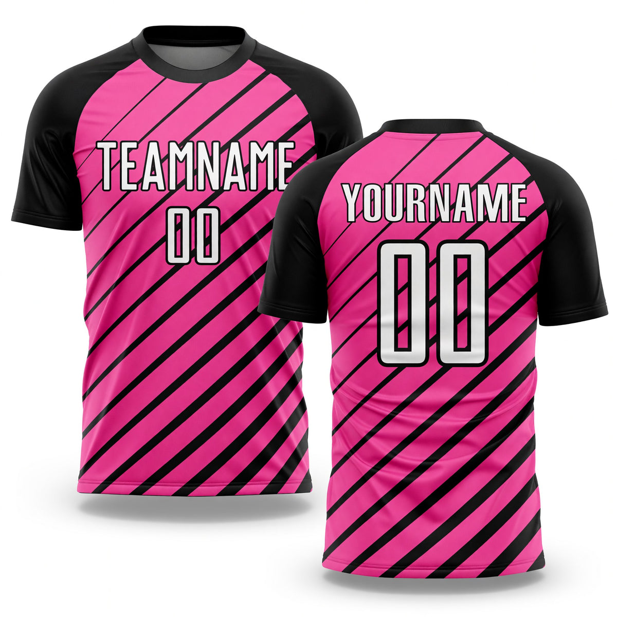 Custom Pink White-Black Sublimation Soccer Uniform Jersey
