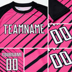 Custom Pink White-Black Sublimation Soccer Uniform Jersey detail