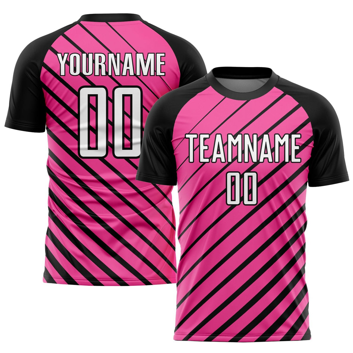 Custom Pink White-Black Sublimation Soccer Uniform Jersey photo 1