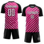 Custom Pink White-Black Sublimation Soccer Uniform Jersey photo 2