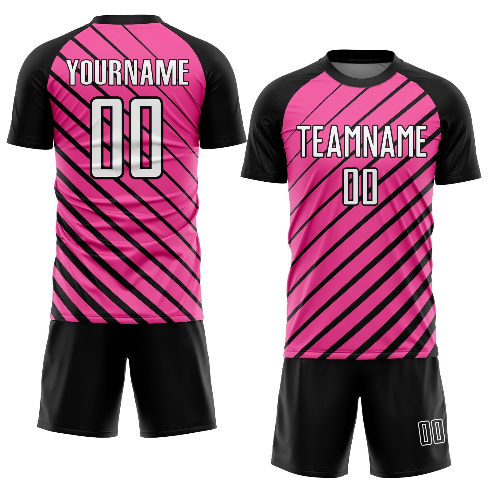 Custom Pink White-Black Sublimation Soccer Uniform Jersey photo 2
