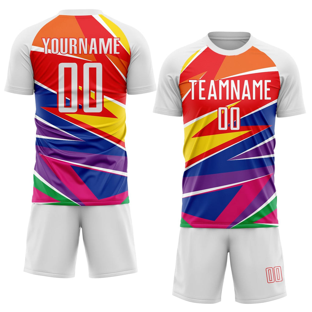 Custom Figure White-Red Sublimation Soccer Uniform Jersey photo 2