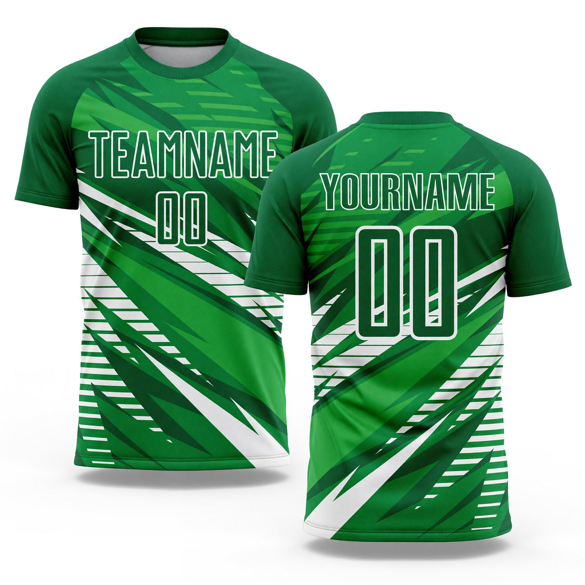 Custom Kelly Green White Sublimation Soccer Uniform Jersey