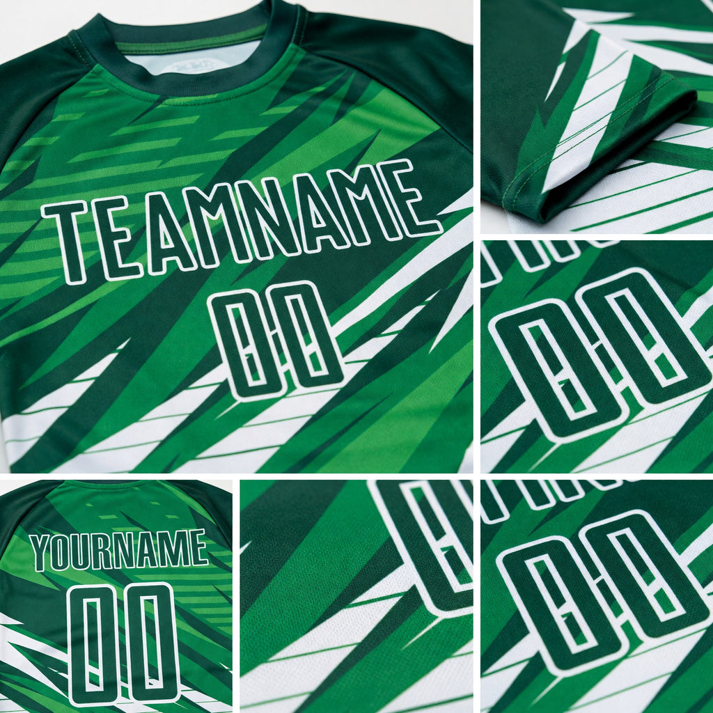 Custom Kelly Green White Sublimation Soccer Uniform Jersey detail