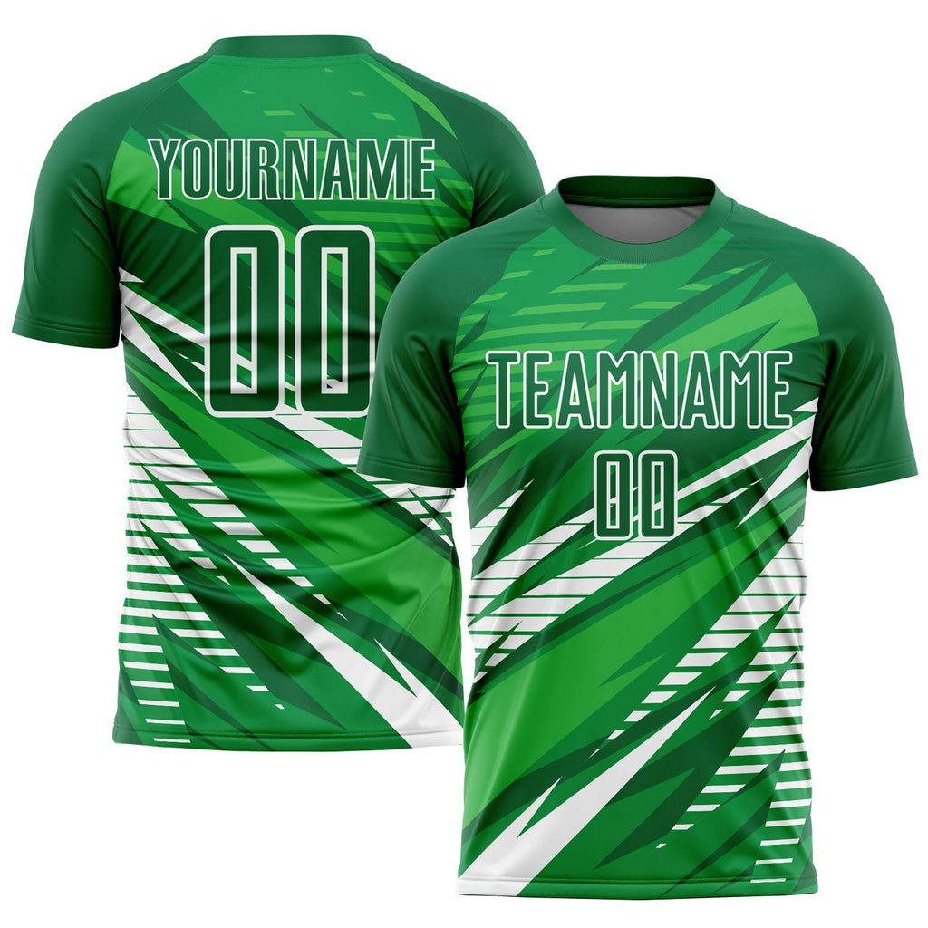 Custom Kelly Green White Sublimation Soccer Uniform Jersey photo 1