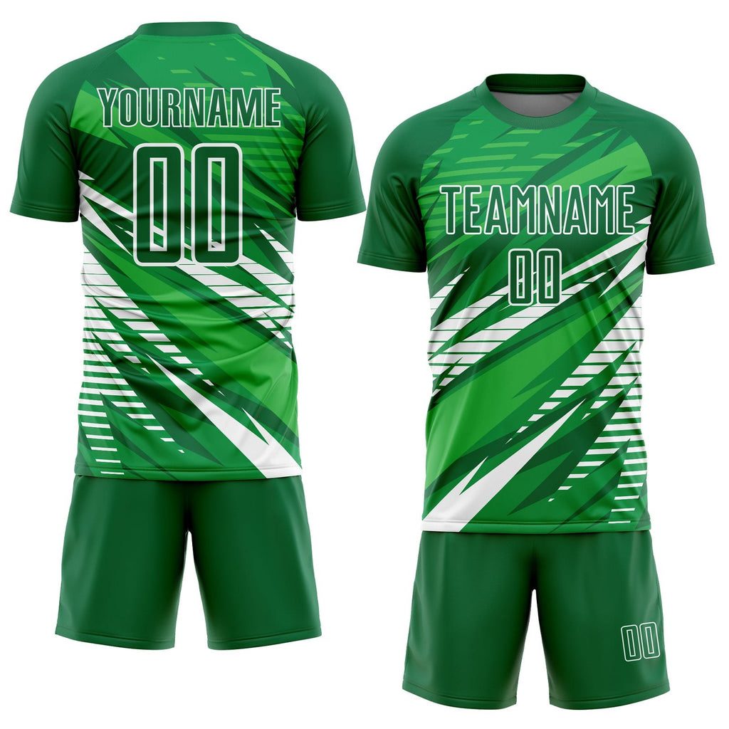 Custom Kelly Green White Sublimation Soccer Uniform Jersey photo 2