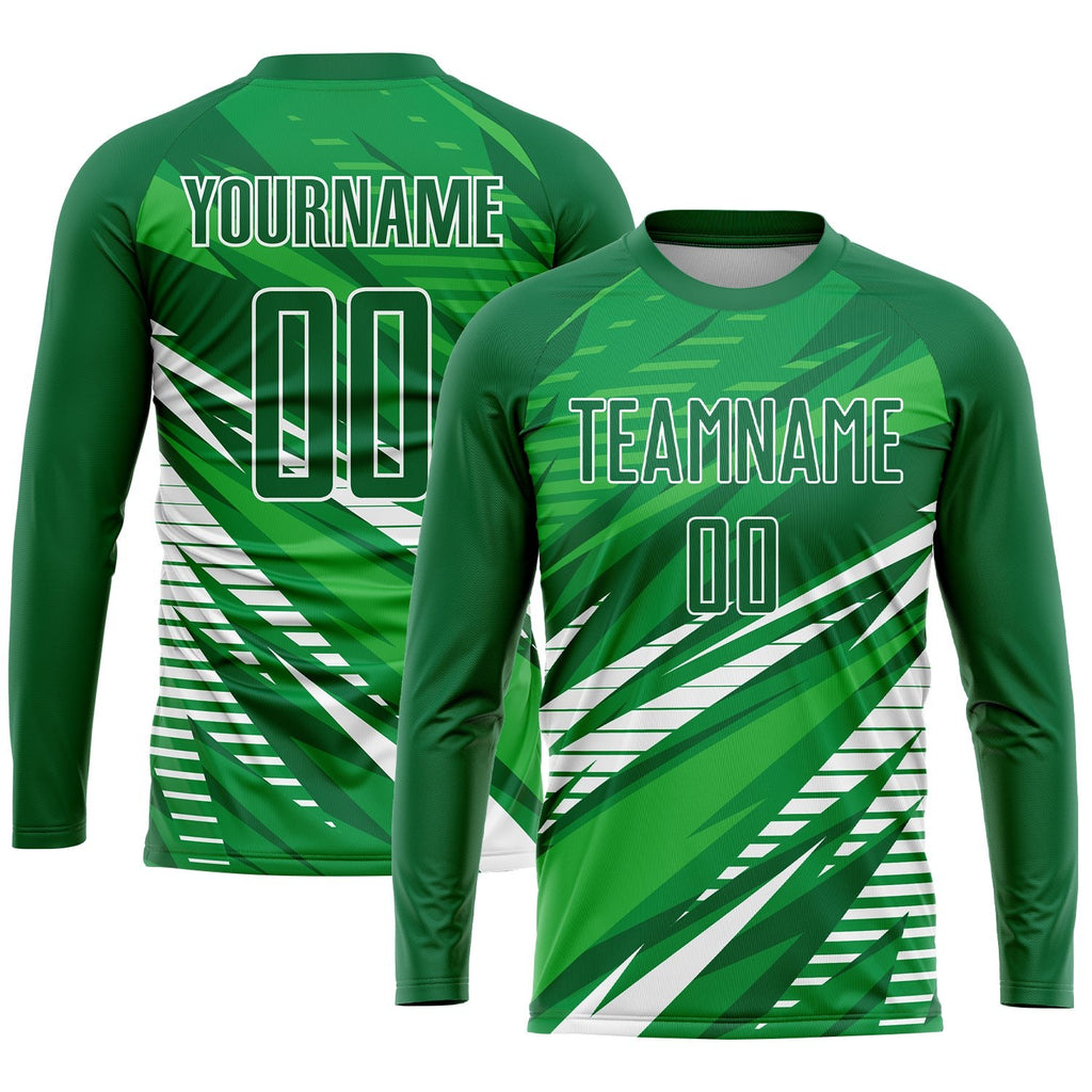 Custom Kelly Green White Sublimation Soccer Uniform Jersey photo 3