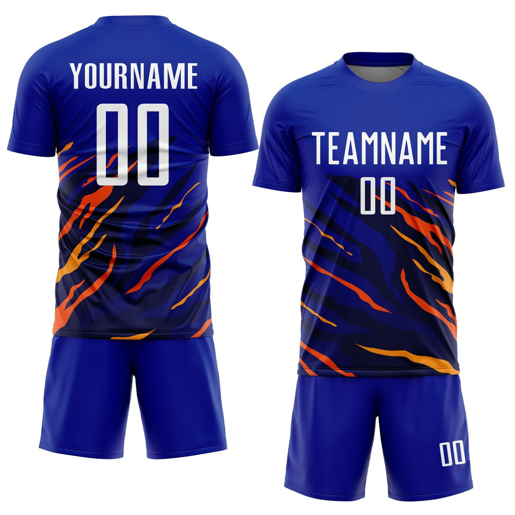 Custom Royal White Yellow-Black Sublimation Soccer Uniform Jersey photo 2