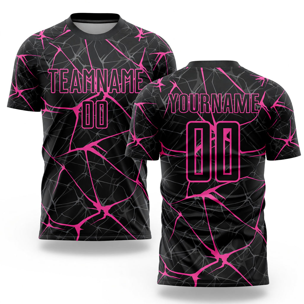 Custom Black Pink Sublimation Soccer Uniform Jersey