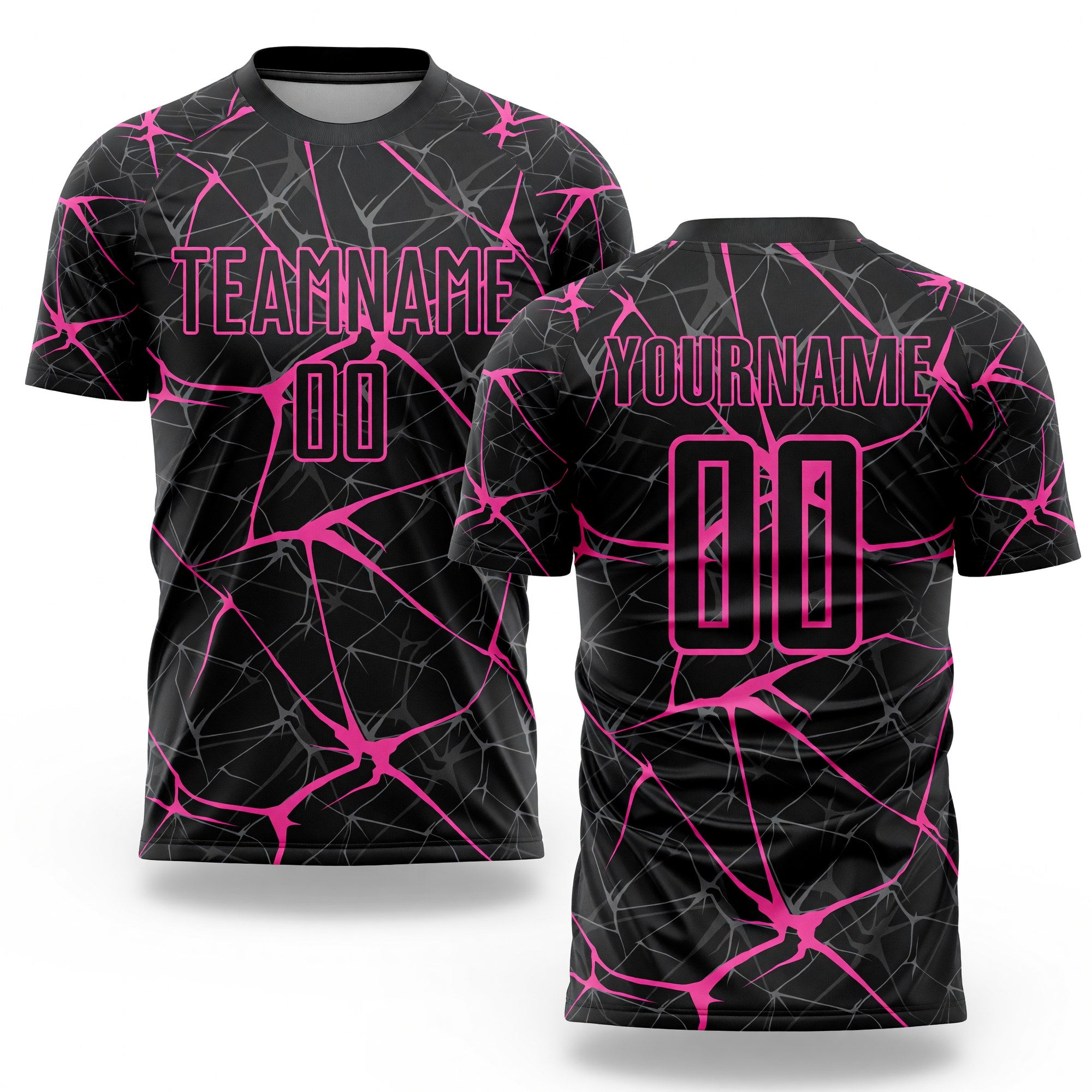 Custom Black Pink Sublimation Soccer Uniform Jersey