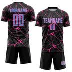 Custom Black Light Blue-Pink Sublimation Soccer Uniform Jersey photo 2
