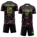 Custom Black Neon Green-Pink Sublimation Soccer Uniform Jersey photo 2