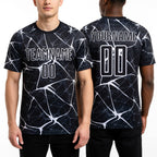 Custom Black White Sublimation Soccer Uniform Jersey worn front and back