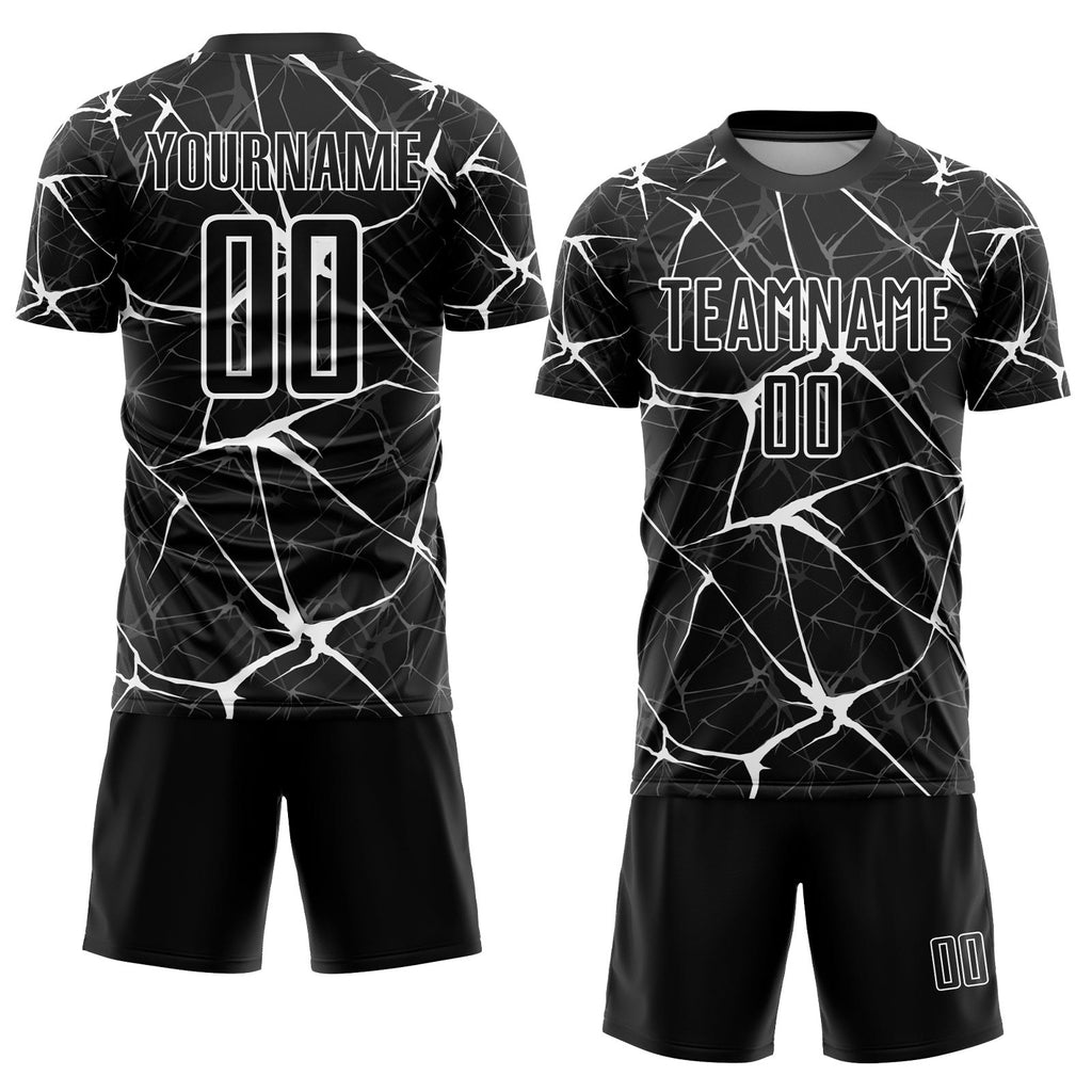 Custom Black White Sublimation Soccer Uniform Jersey photo 2