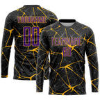 Custom Black Purple-Gold Sublimation Soccer Uniform Jersey photo 3