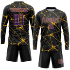 Custom Black Purple-Gold Sublimation Soccer Uniform Jersey photo 4