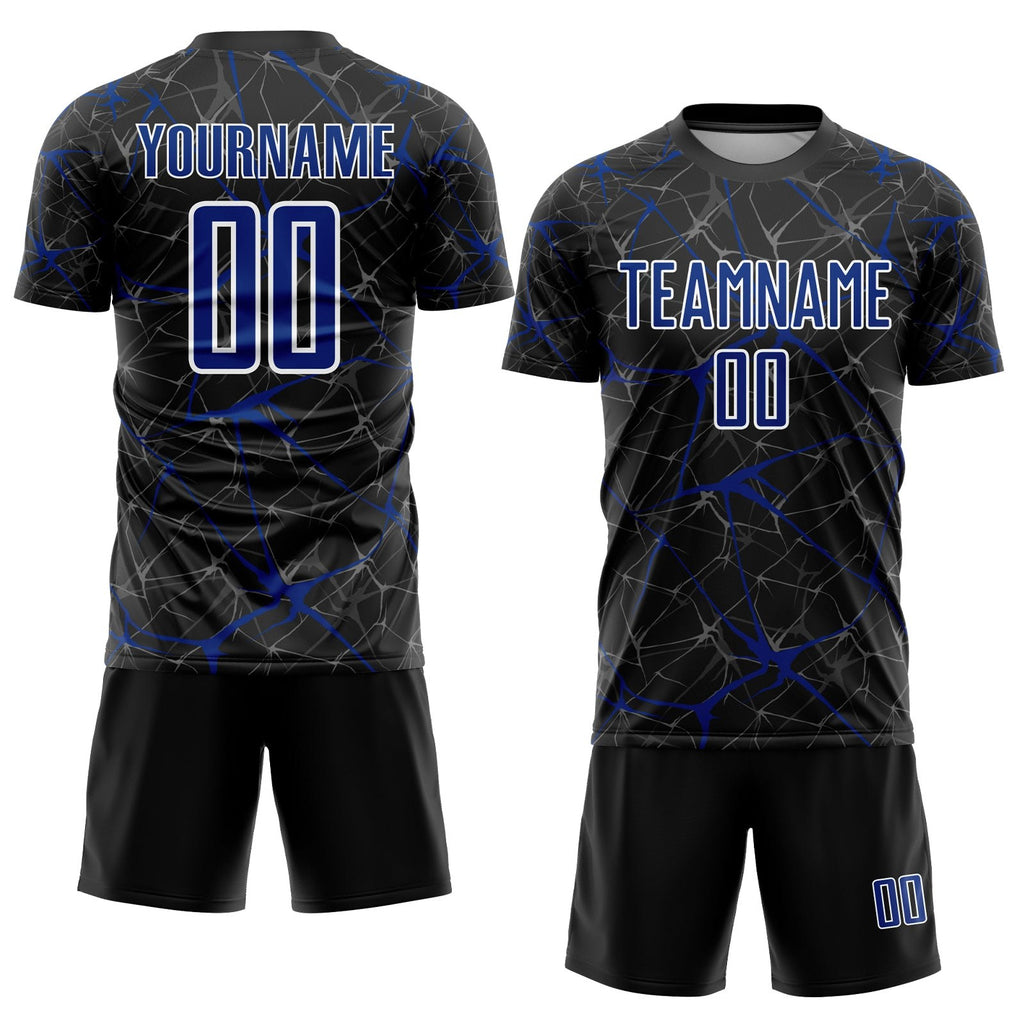 Custom Black Royal-White Sublimation Soccer Uniform Jersey photo 2