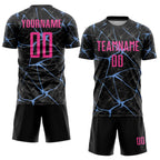 Custom Black Pink-Light Blue Sublimation Soccer Uniform Jersey photo 2