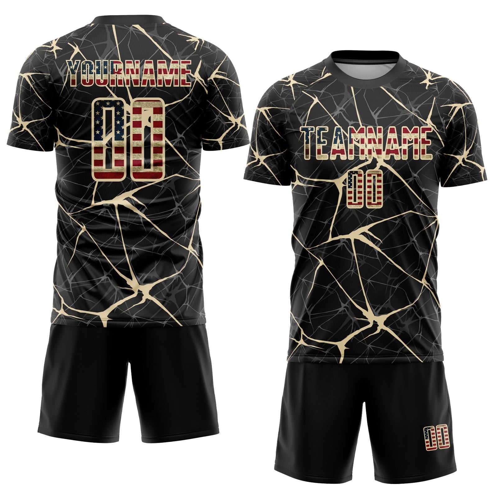 Custom Black Vintage USA Flag-City Cream Sublimation Soccer Uniform Jersey photo 2