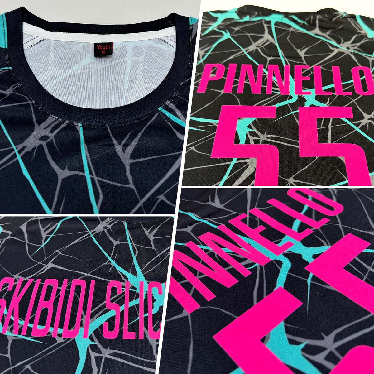 Custom Black Pink-Aqua Sublimation Soccer Uniform Jersey photo 3