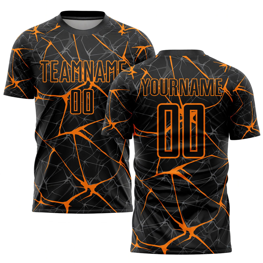 Custom Black Bay Orange Sublimation Soccer Uniform Jersey