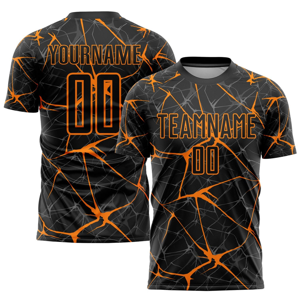 Custom Black Bay Orange Sublimation Soccer Uniform Jersey photo 1