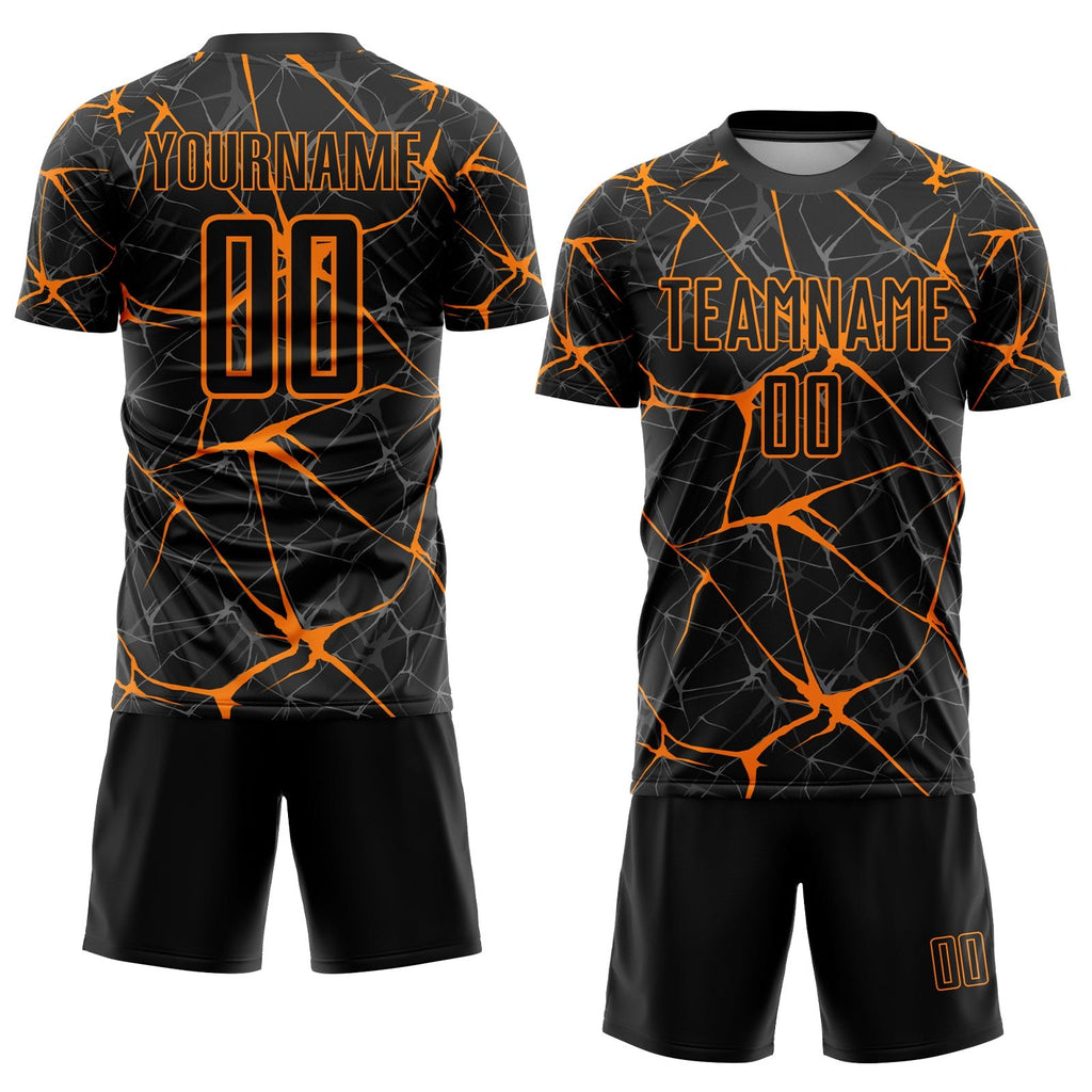Custom Black Bay Orange Sublimation Soccer Uniform Jersey photo 2