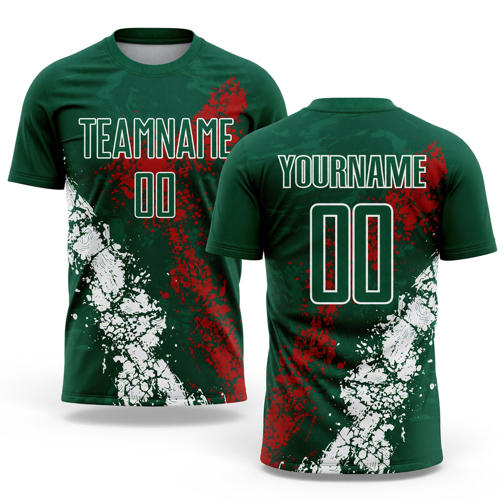 Custom Green Red-White Sublimation Mexico Soccer Uniform Jersey