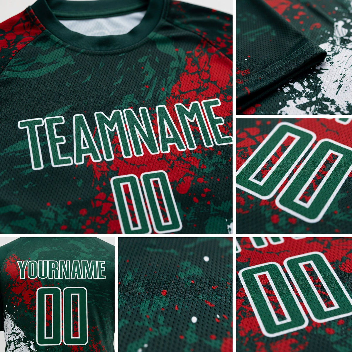Custom Green Red-White Sublimation Mexico Soccer Uniform Jersey detail