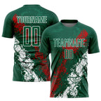 Custom Green Red-White Sublimation Mexico Soccer Uniform Jersey photo 1