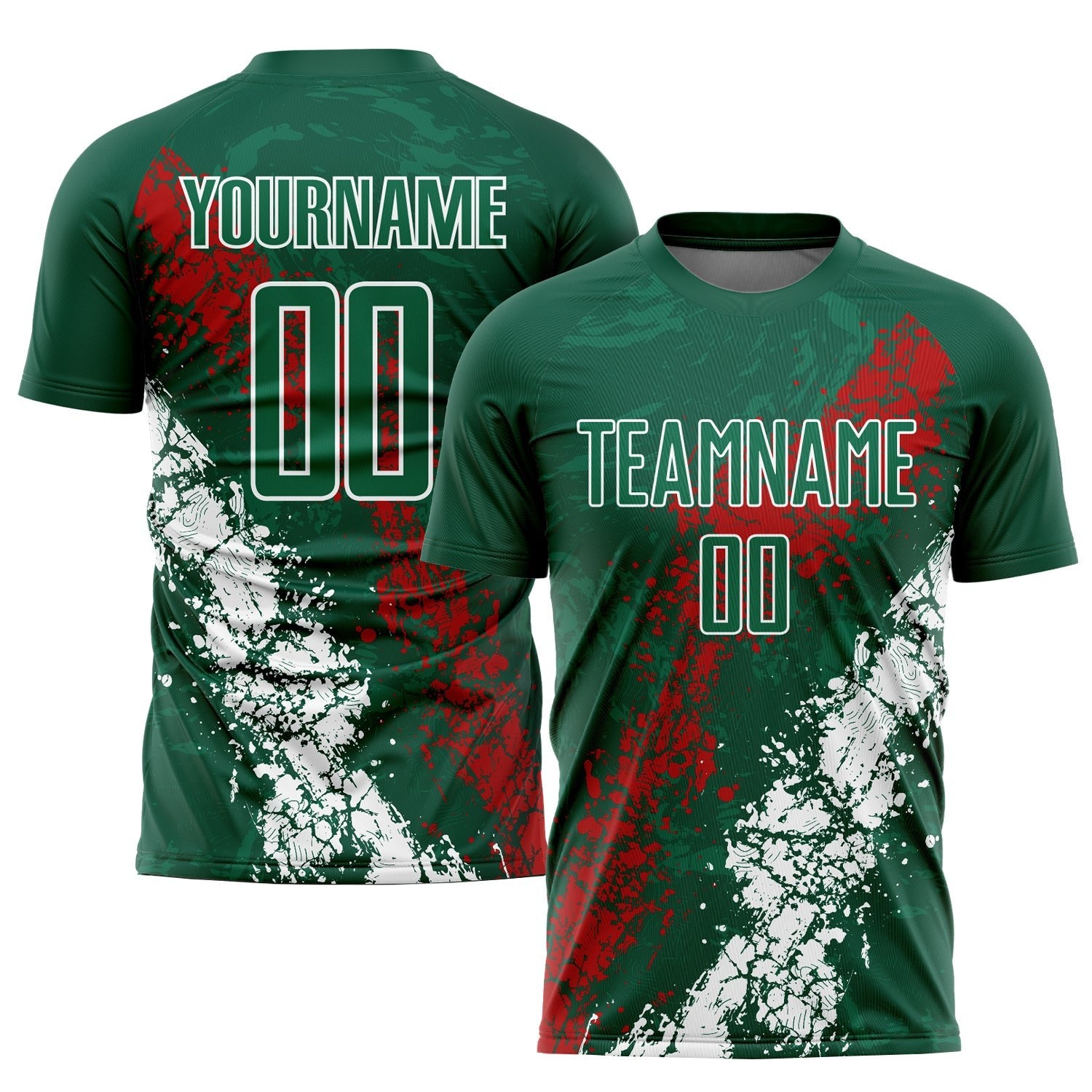Custom Green Red-White Sublimation Mexico Soccer Uniform Jersey photo 1
