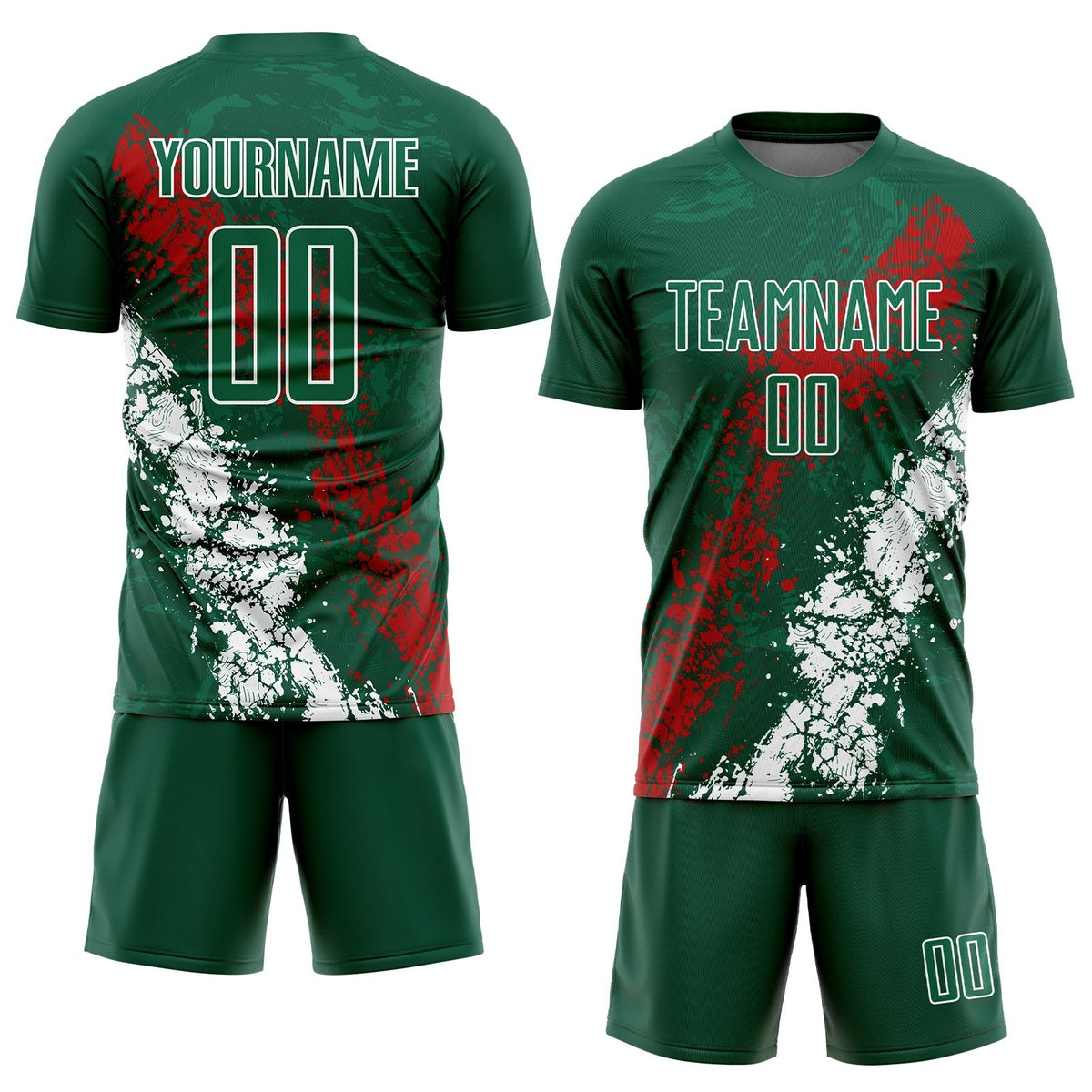 Custom Green Red-White Sublimation Mexico Soccer Uniform Jersey photo 2