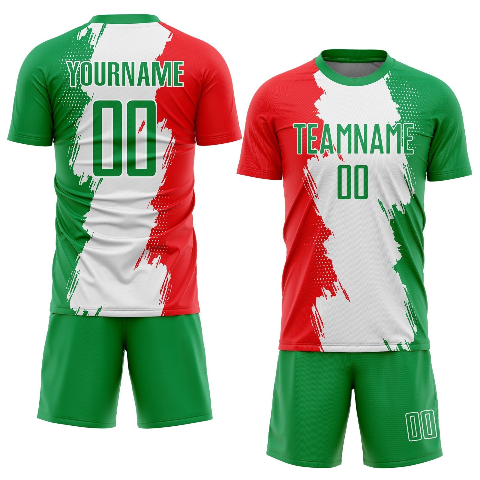 Custom Grass Green Red-White Sublimation Mexico Soccer Uniform Jersey photo 2