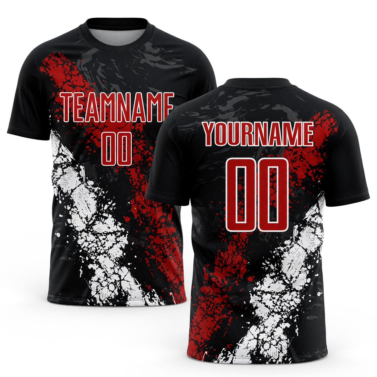 Custom Black Red-White Sublimation Soccer Uniform Jersey