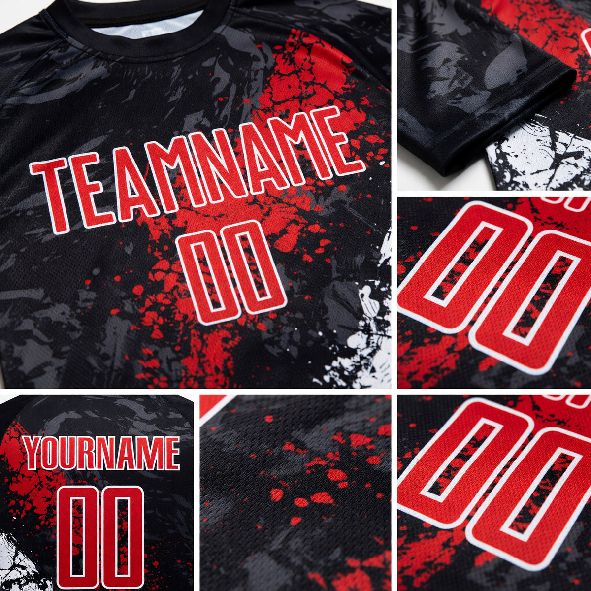 Custom Black Red-White Sublimation Soccer Uniform Jersey detail