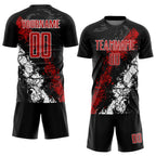 Custom Black Red-White Sublimation Soccer Uniform Jersey photo 2