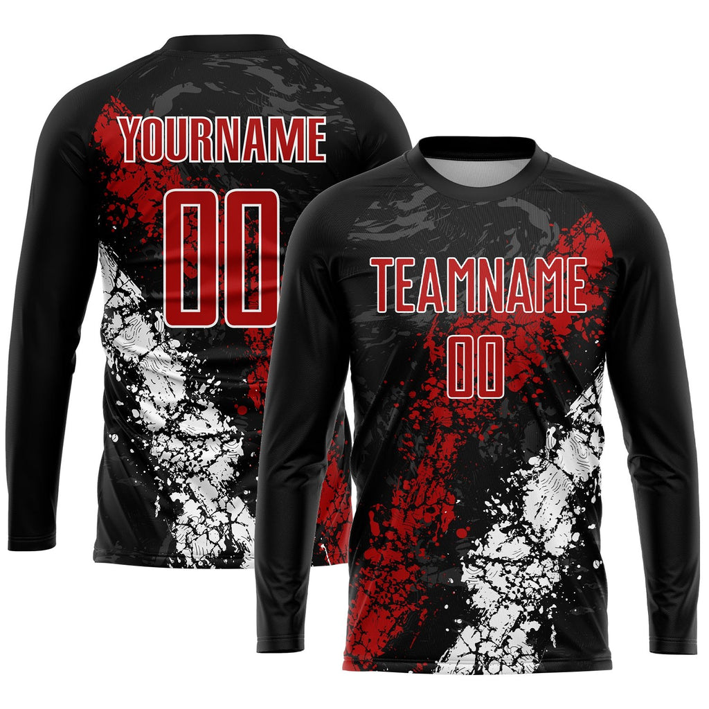 Custom Black Red-White Sublimation Soccer Uniform Jersey photo 3