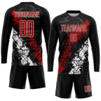 Custom Black Red-White Sublimation Soccer Uniform Jersey photo 4