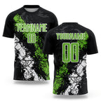 Custom Black Neon Green-White Sublimation Soccer Uniform Jersey