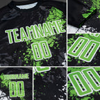 Custom Black Neon Green-White Sublimation Soccer Uniform Jersey detail