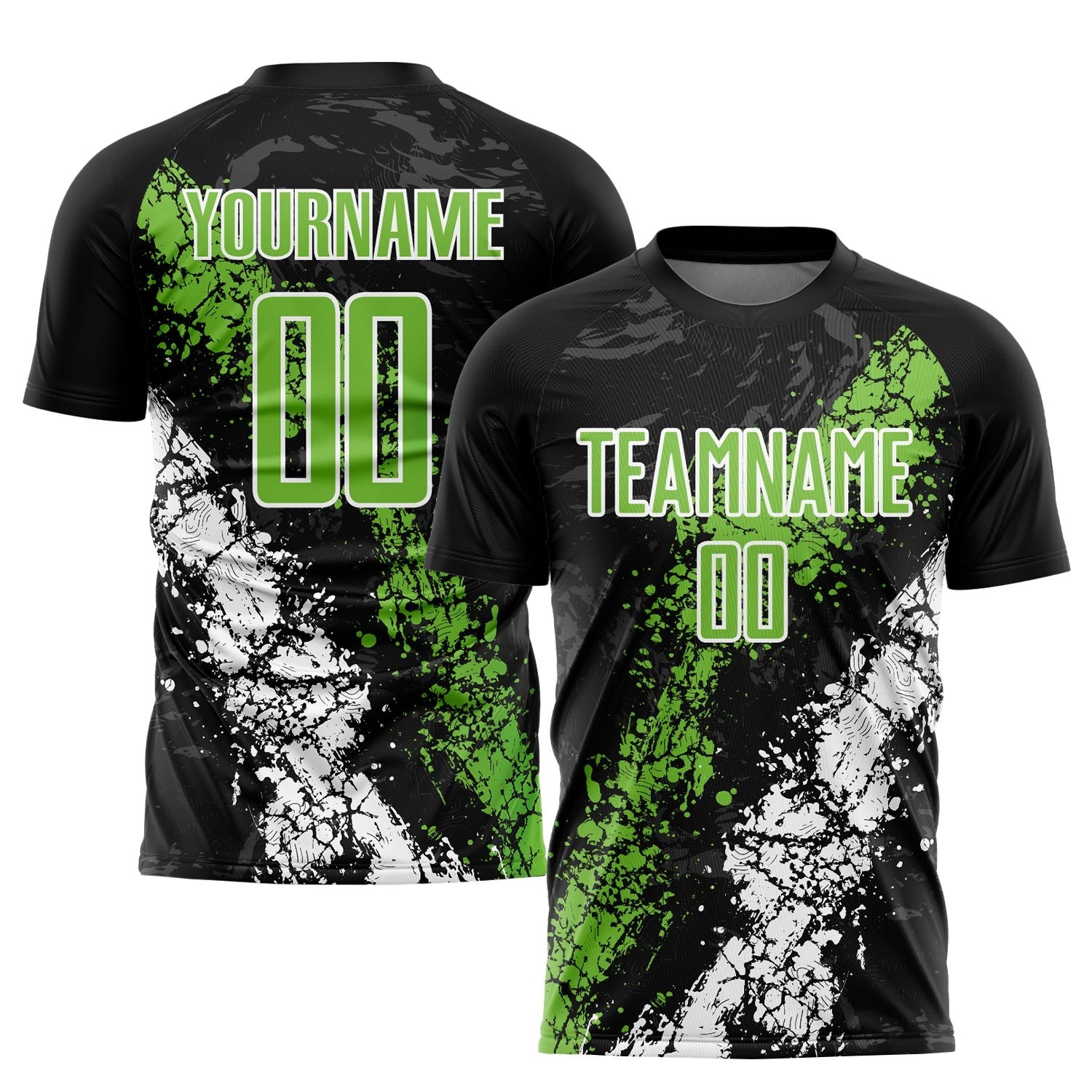 Custom Black Neon Green-White Sublimation Soccer Uniform Jersey photo 1