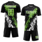 Custom Black Neon Green-White Sublimation Soccer Uniform Jersey photo 2