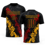 Custom Black Gold-Red Sublimation Soccer Uniform Jersey