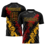 Custom Black Gold-Red Sublimation Soccer Uniform Jersey photo 1