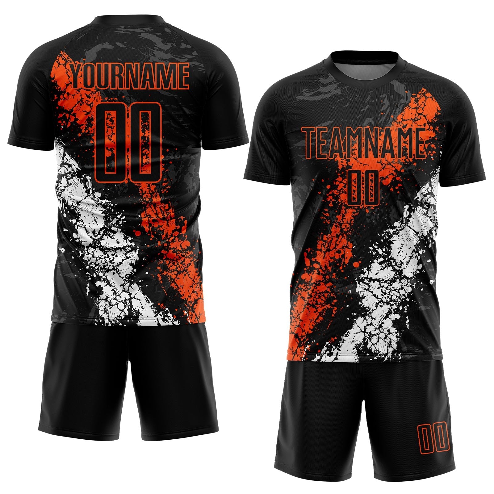 Custom Black Orange-White Sublimation Soccer Uniform Jersey photo 2