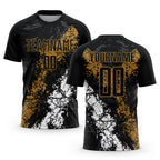 Custom Black Old Gold-White Sublimation Soccer Uniform Jersey